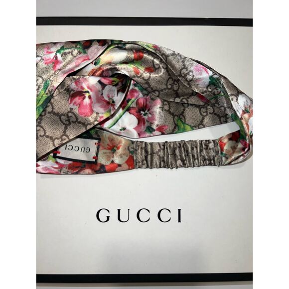 Gucci blooms silk headband wrap elastic accessory GG floral print NEW - Picture 3 of 3